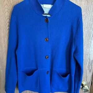 Poetry Blue Double-knit organic cotton Cardigan sweater Women’s Sz 6